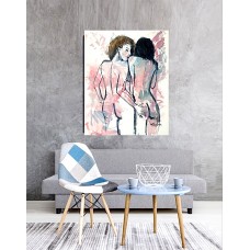 Two figures – trust | Oil painting with oil and acrylic on canvas 75*95 cm, by artist Marina Stognieva